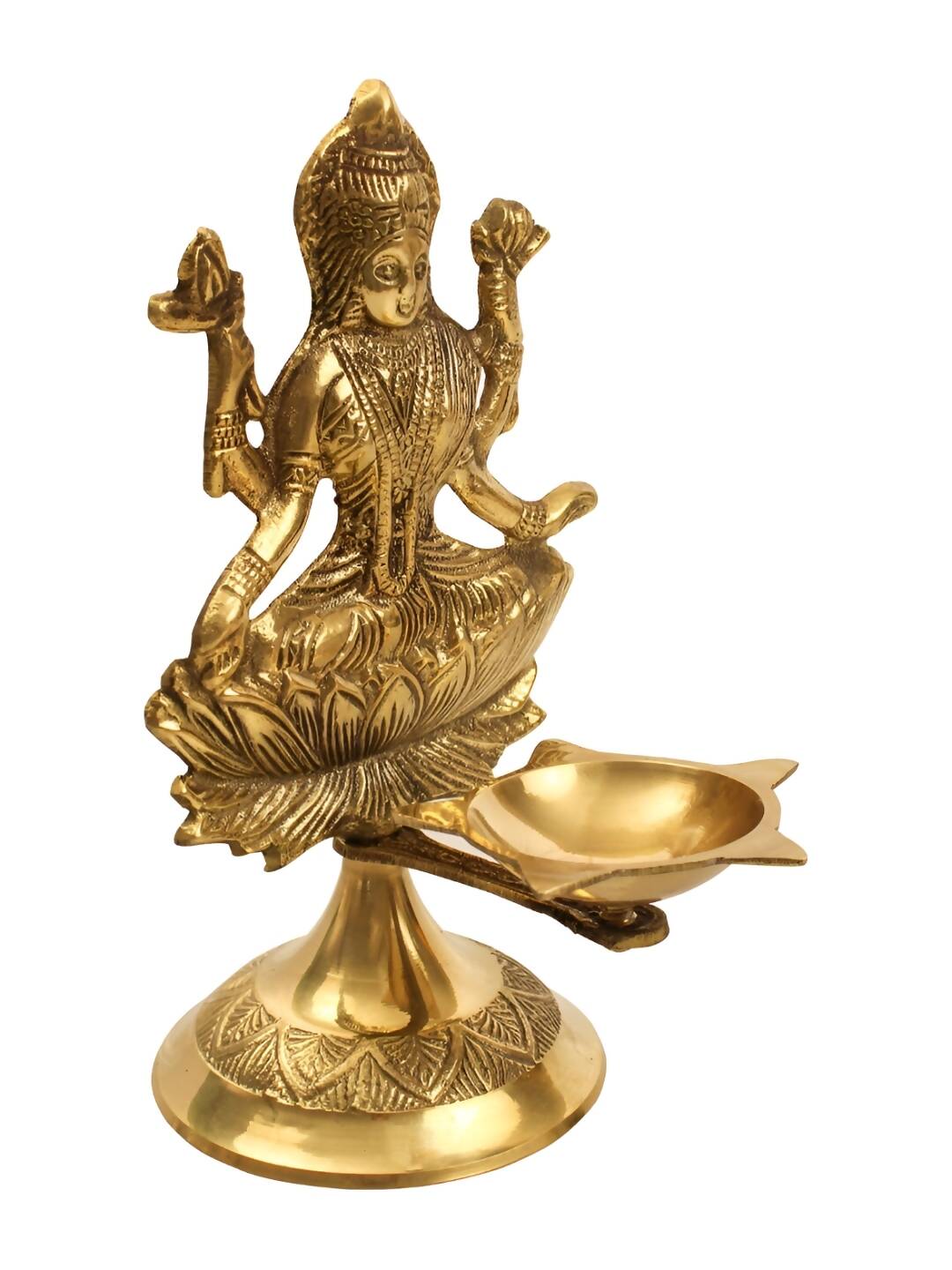 Spillbox Gold-Toned Brass Lakshmi Diya Pooja Essential