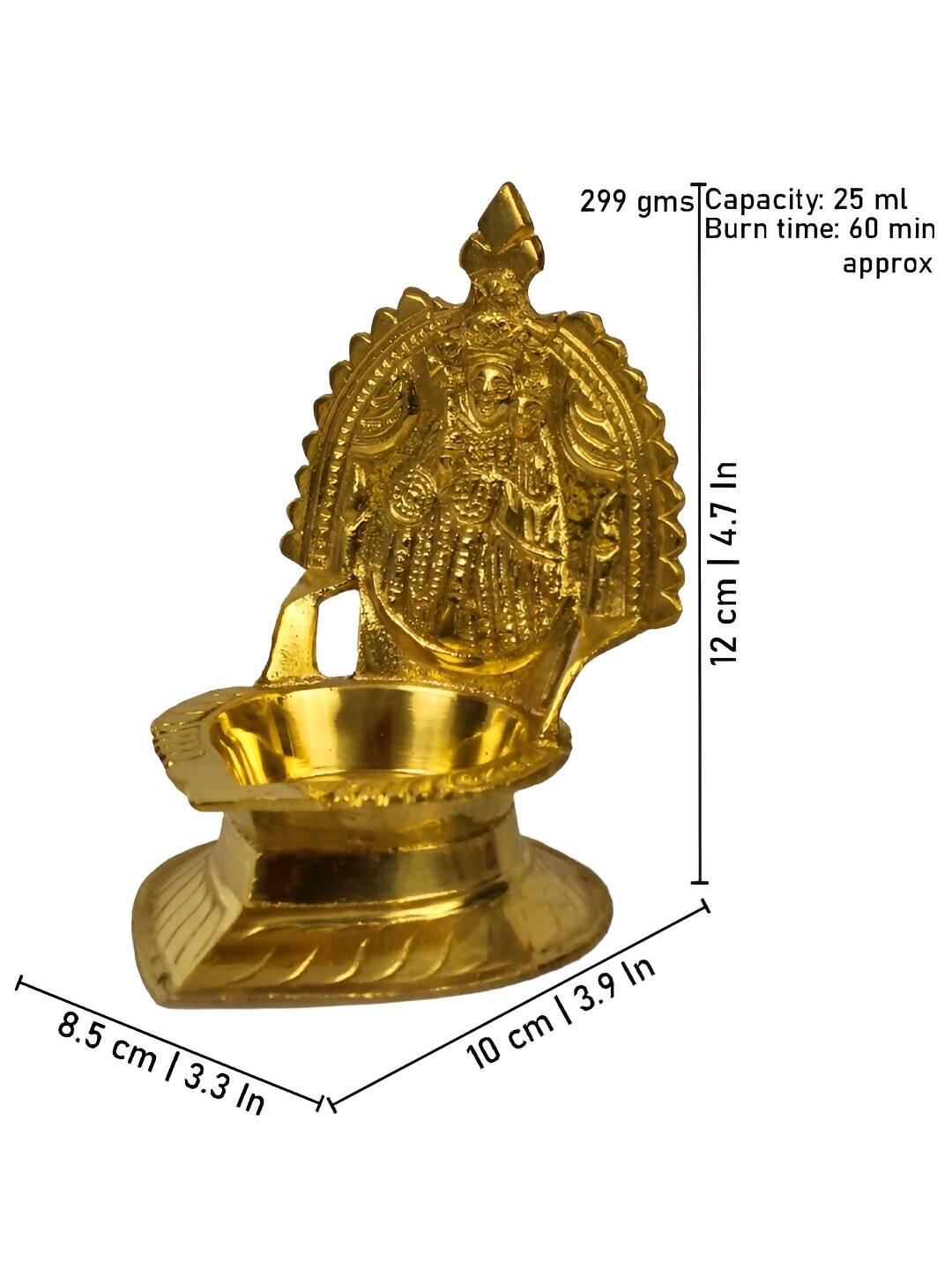 Spillbox Gold-Toned Brass Mother Mary Diya Pooja Essential