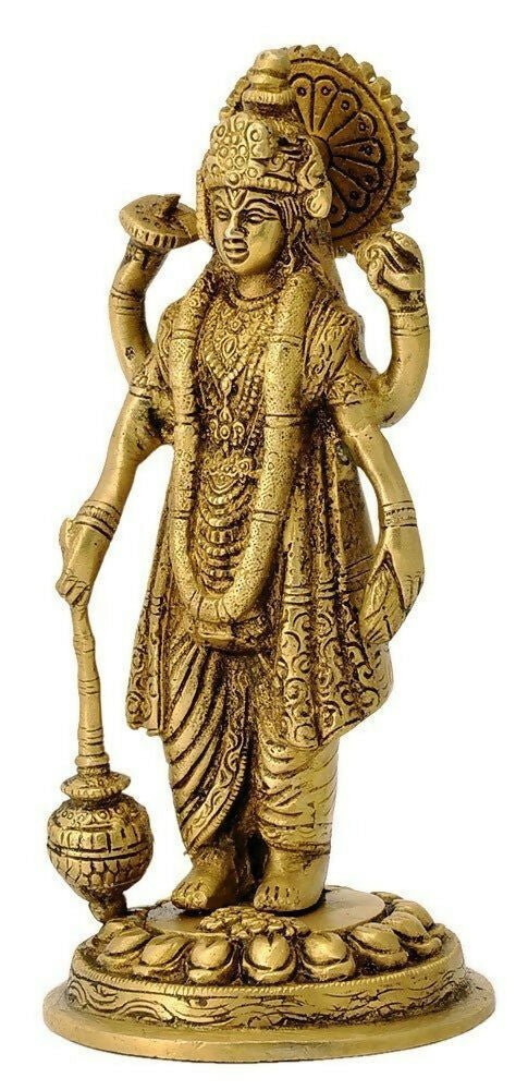 Artvarko Brass Lord Vishnu Narayan Holding Club Brass Statue