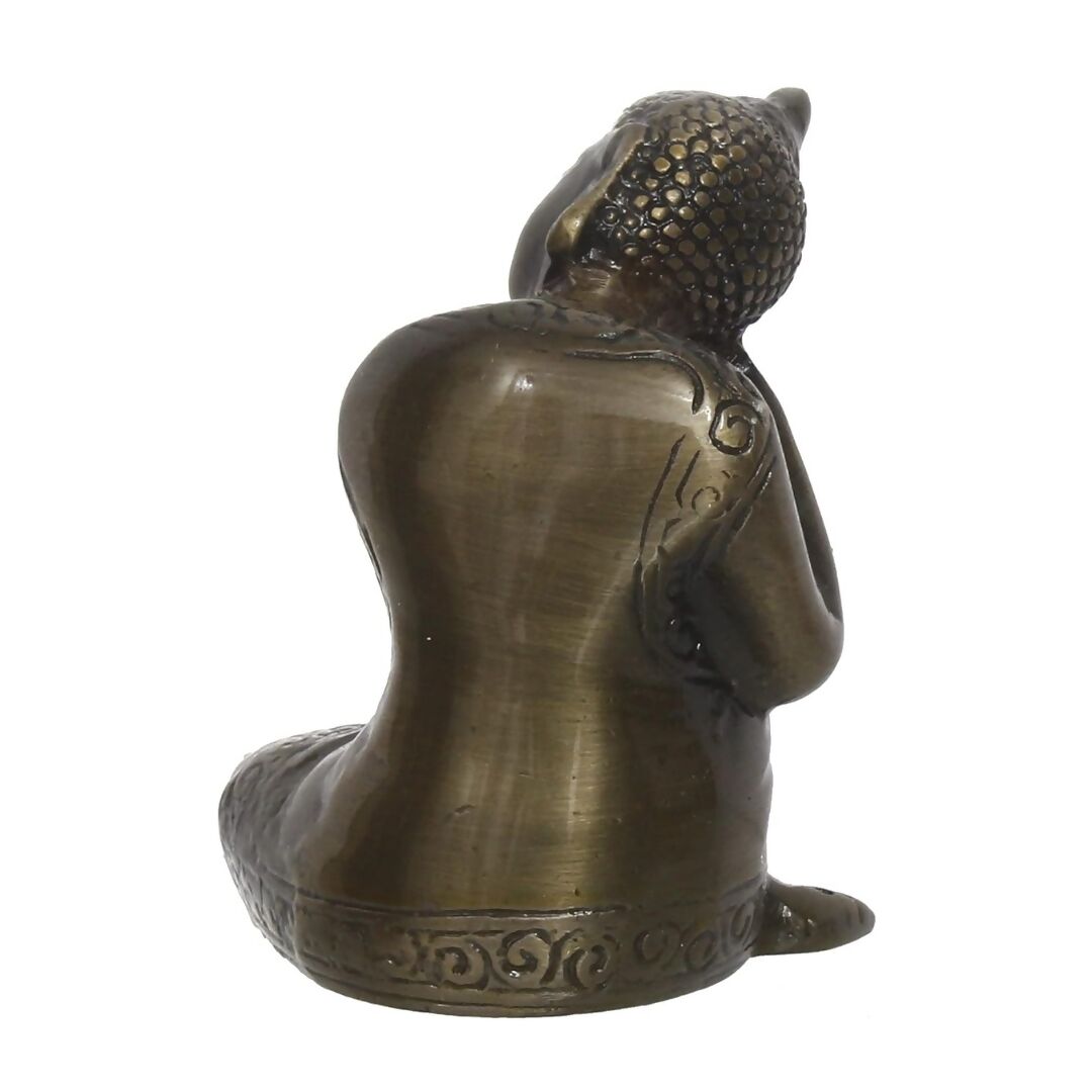 eCraftIndia Brown Metal Resting Buddha Statue