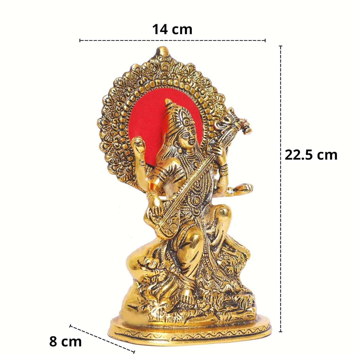 KridayKraft Gold Plated Maa Saraswati Metal Statue