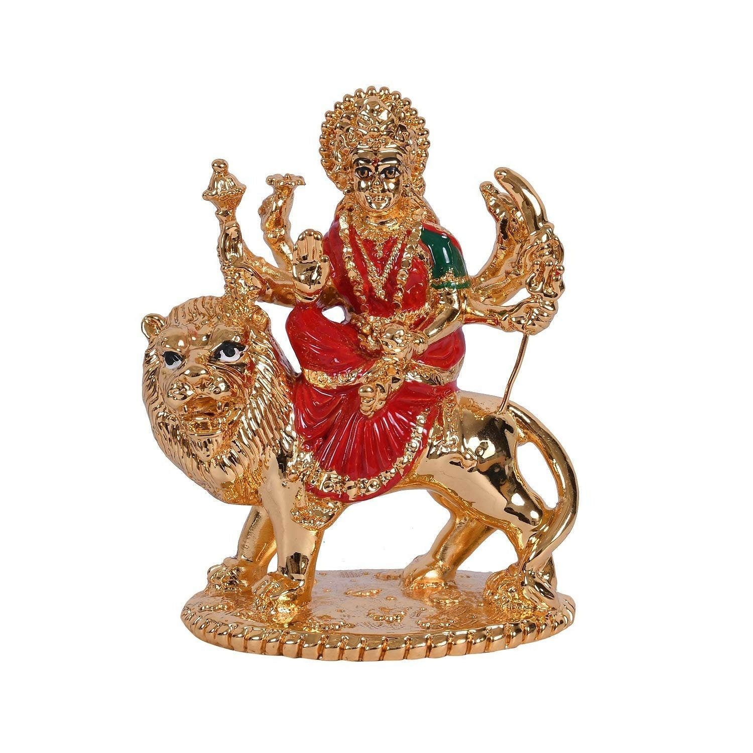 Collectible India Gold Plated Goddess Maa Durga Sherawali Mata Idol