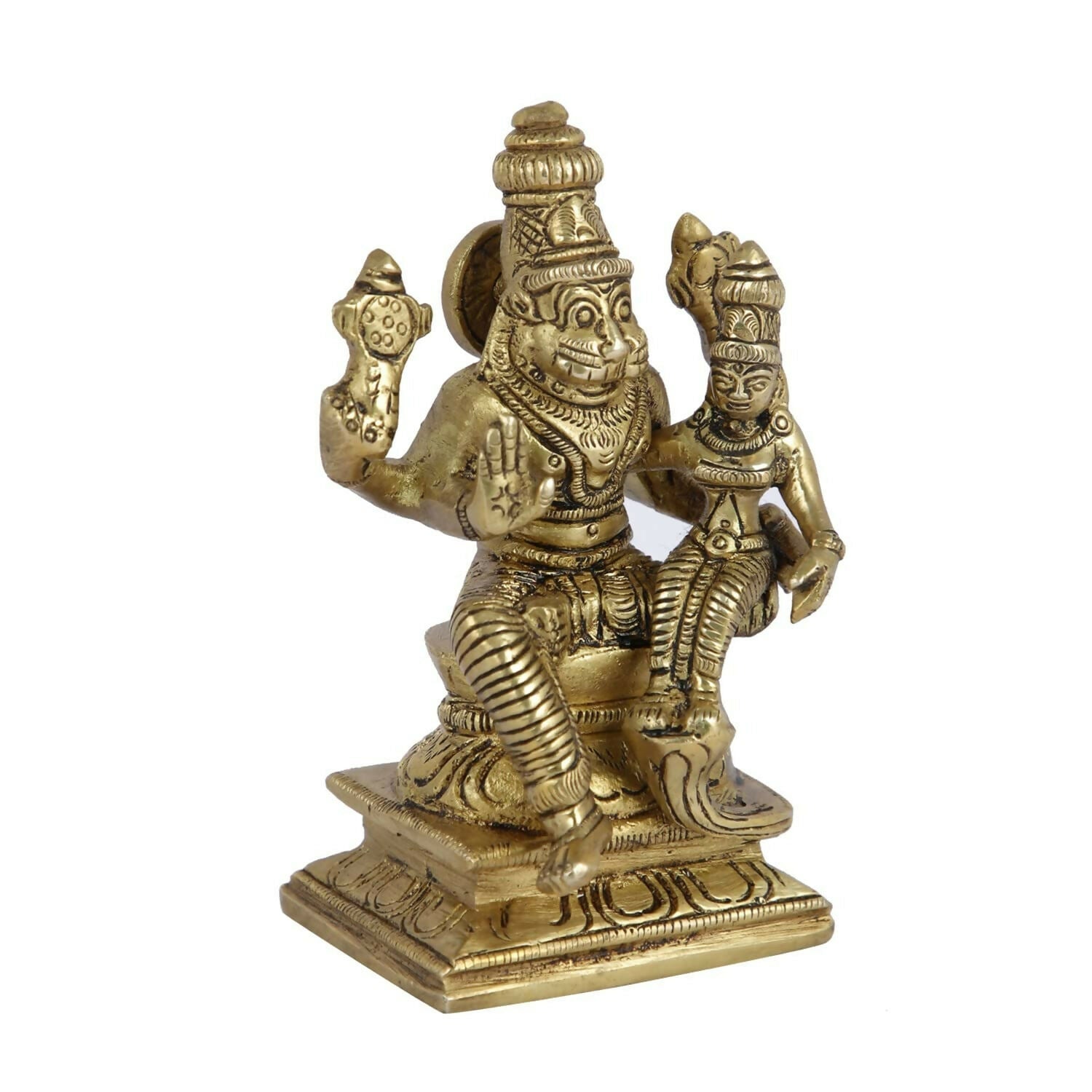 Craftvatika Lakshmi Narasimha Murti Brass Vishnu Laxmi Narayan Idol Statue