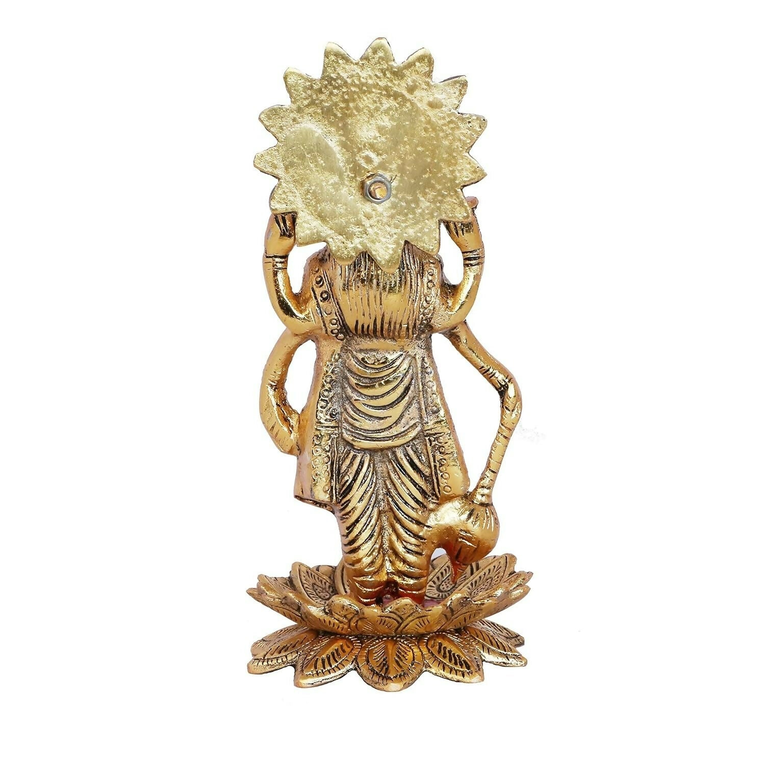 Kridaykraft Gold Plated Narayan/Vishnu Standing On Lotus Metal Statue