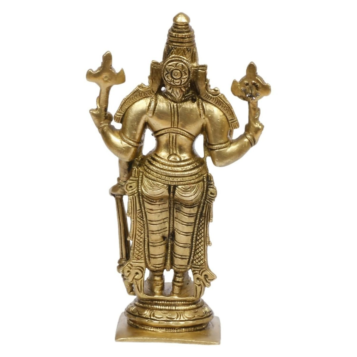 Artvarko Brass Lord Bhagwan Vishnu Narayana With Shankh Chakra Idol