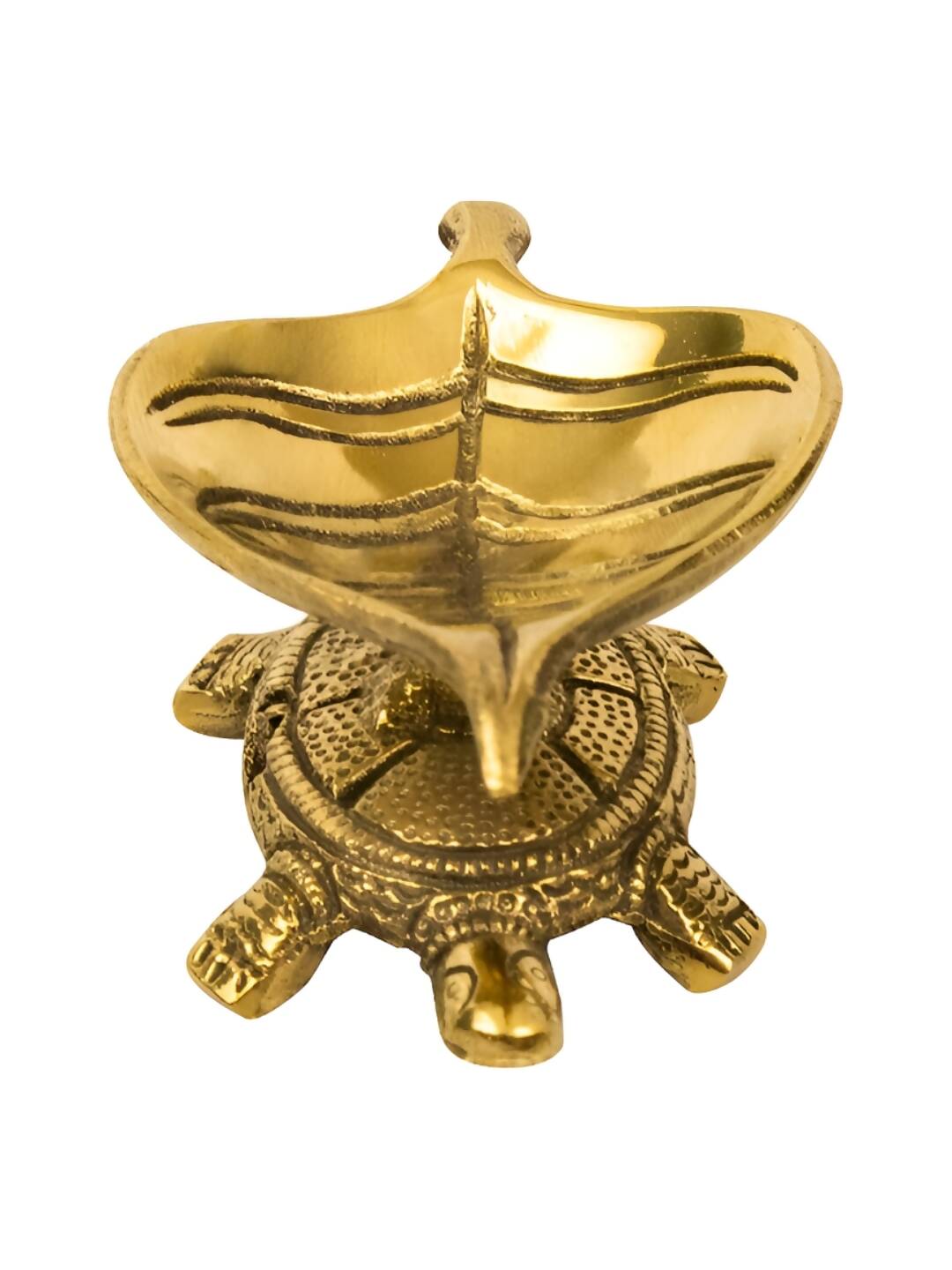 Spillbox Gold Toned Tortoise Leaf Diya