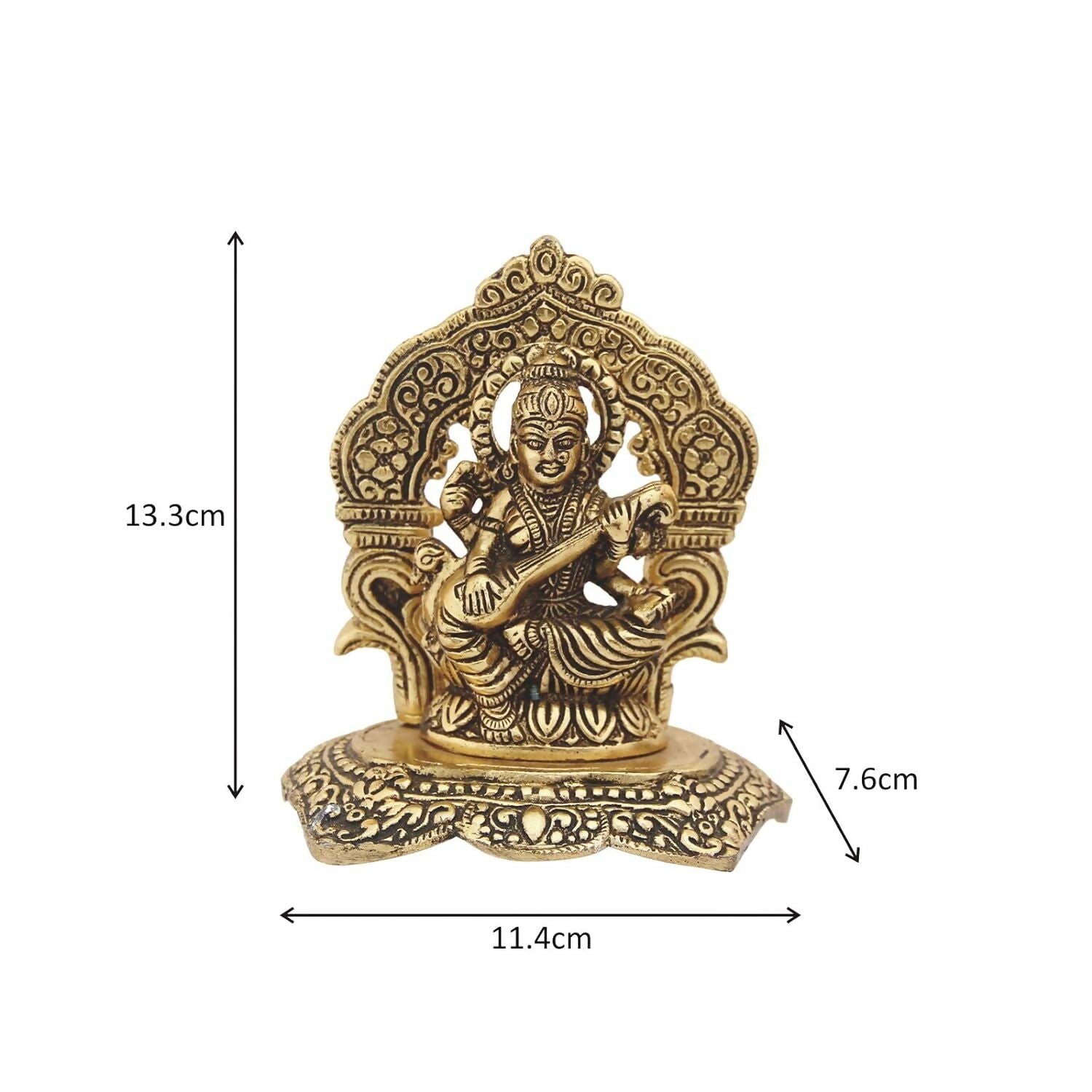 Handicrafts Paradise Metal Goddess Saraswati Idol