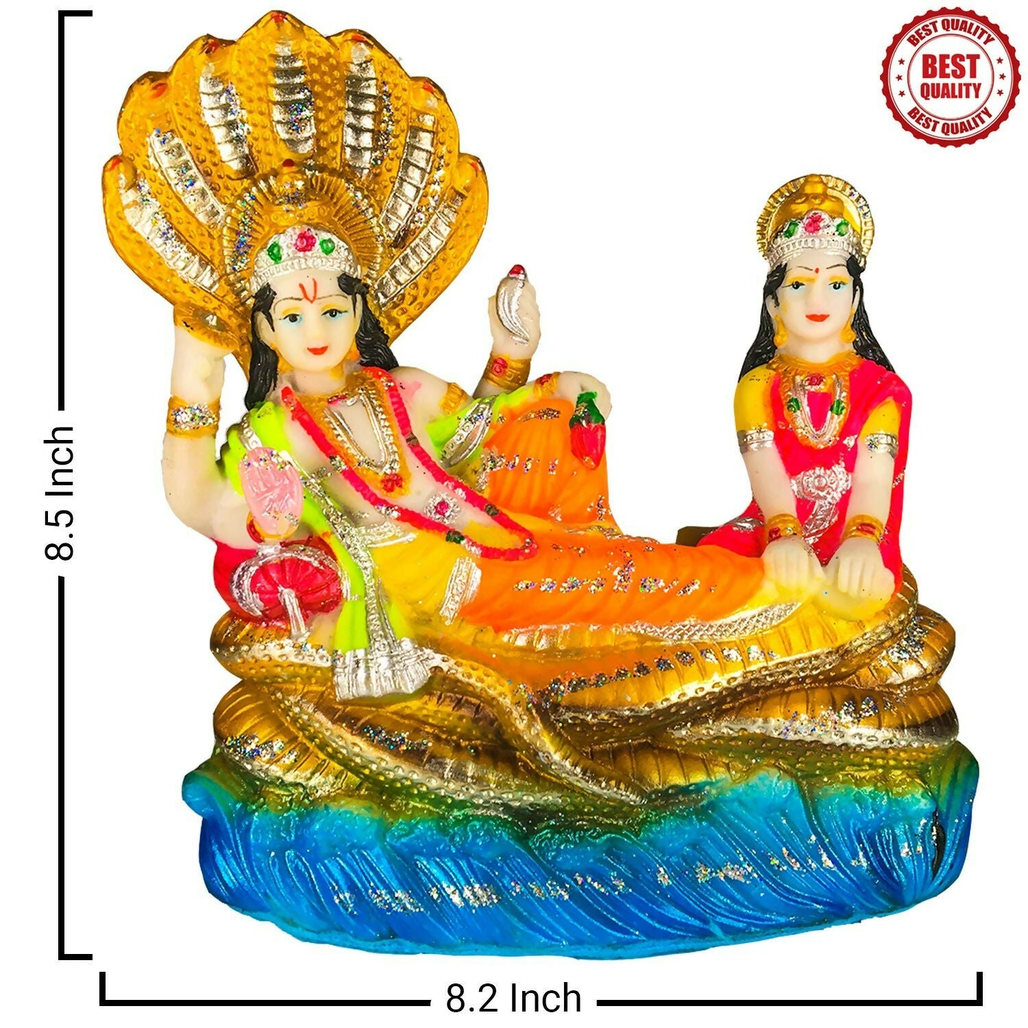 Blissful Polymer Unbreakable Action Lord Vishnu Laxmi Idol