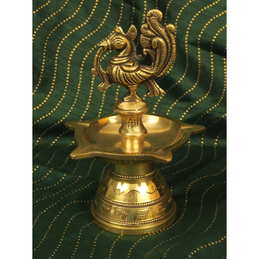 Spillbox Gold-Toned Brass Annam Five Face Diya Pooja Essential