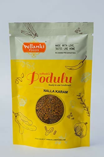 Vellanki Foods Powders 4 Pack Combo (Each 250 gm) - Nalla Karam, Idli Karam, Kobbari Karam, Palli Karam