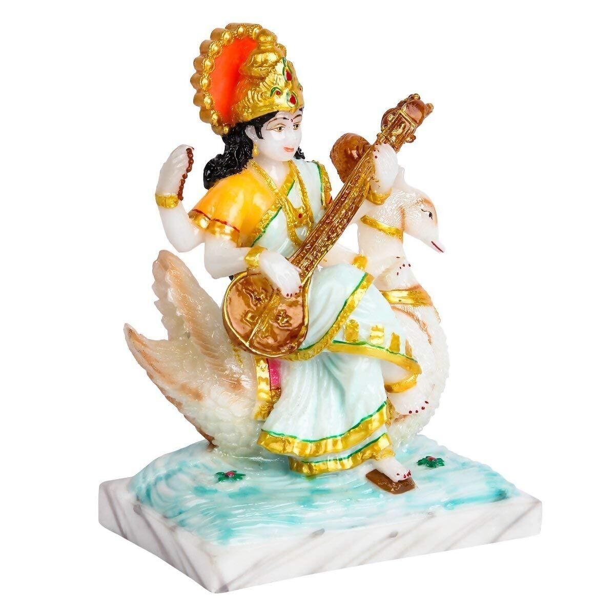 Divine Gifts Marble Dust Goddess Saraswati Idol