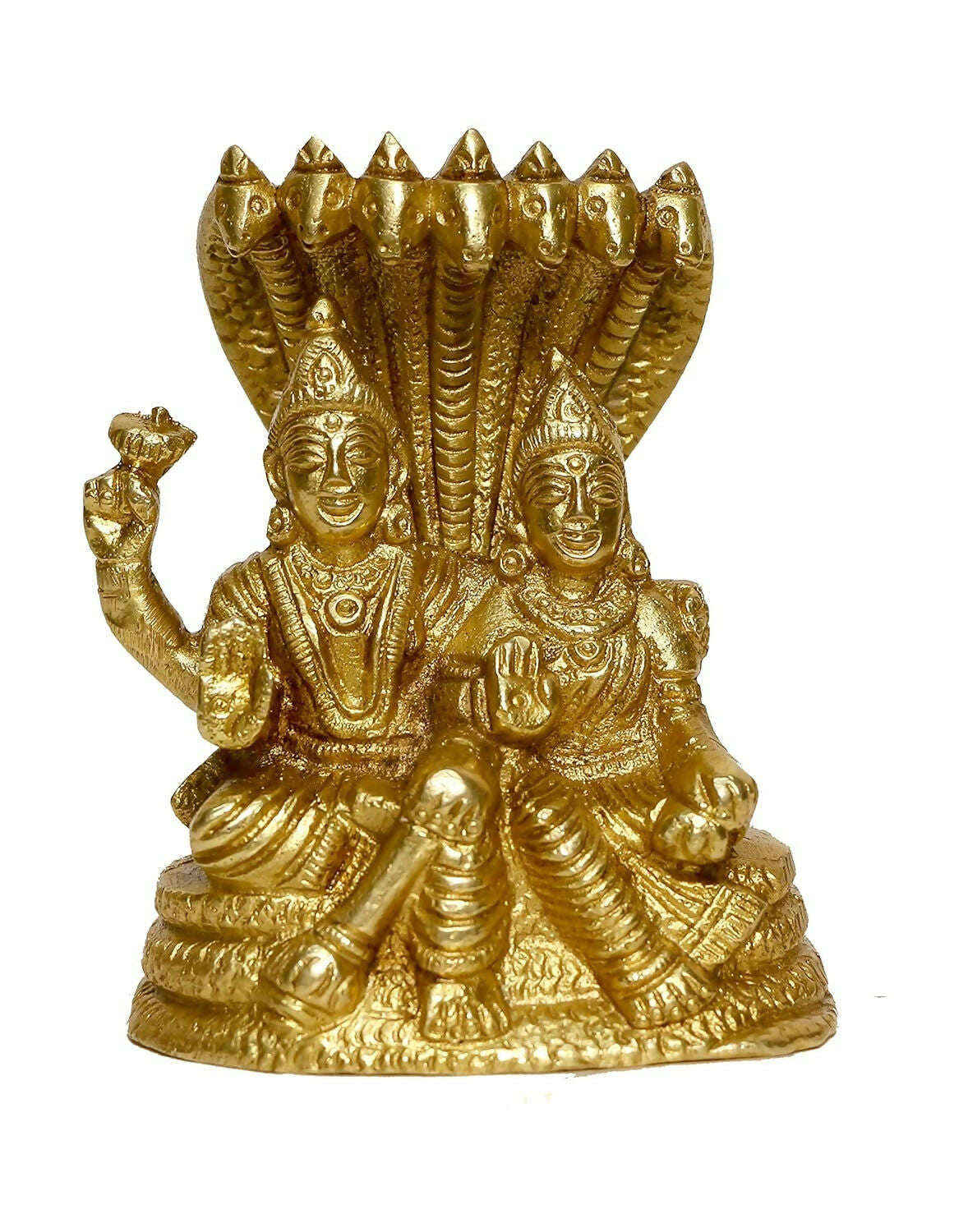 P.J.Handicrafts Brass Metal Statue Of Vishnu Ji With Laxmi