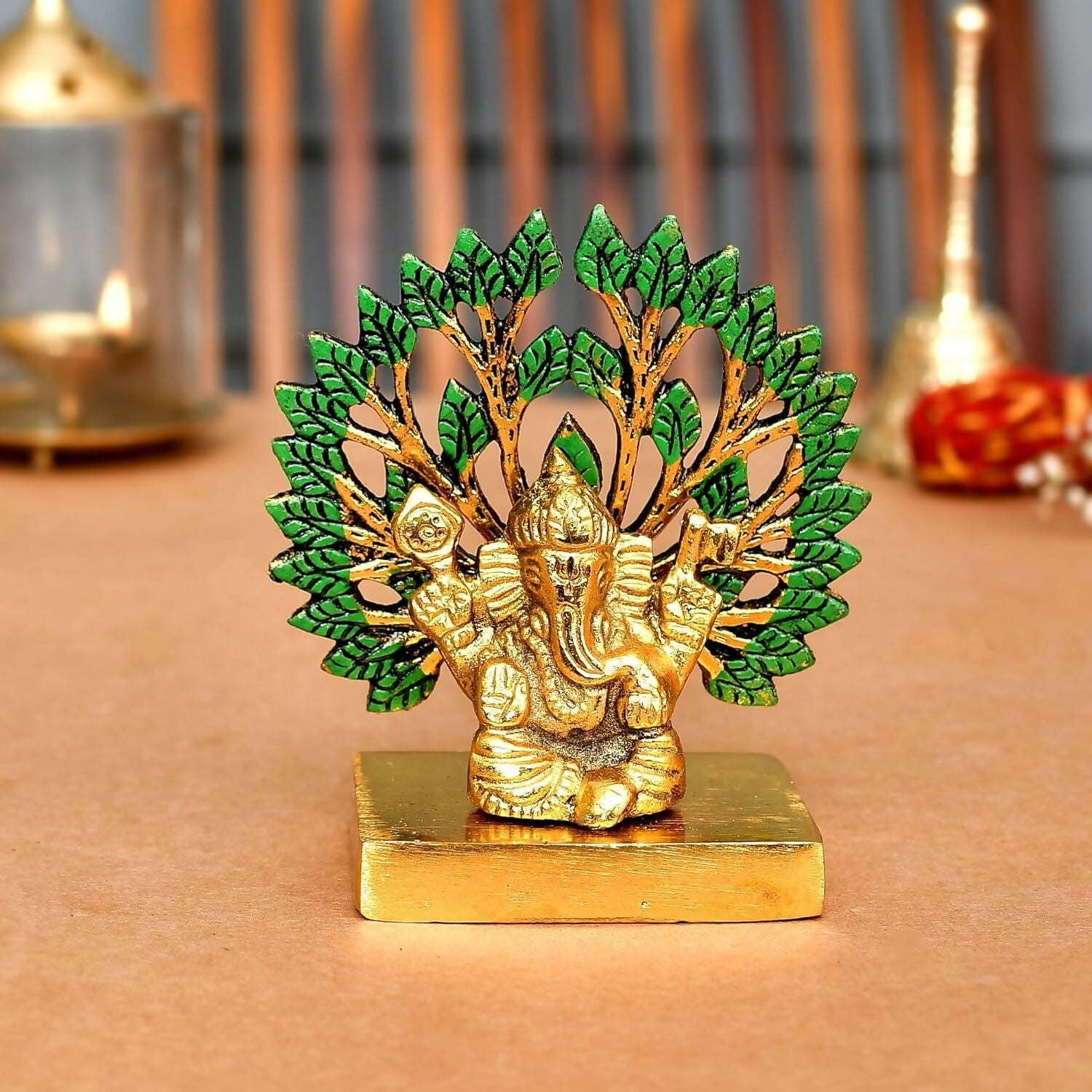 CraftVatika Metal Ganesha Idol Under Tree