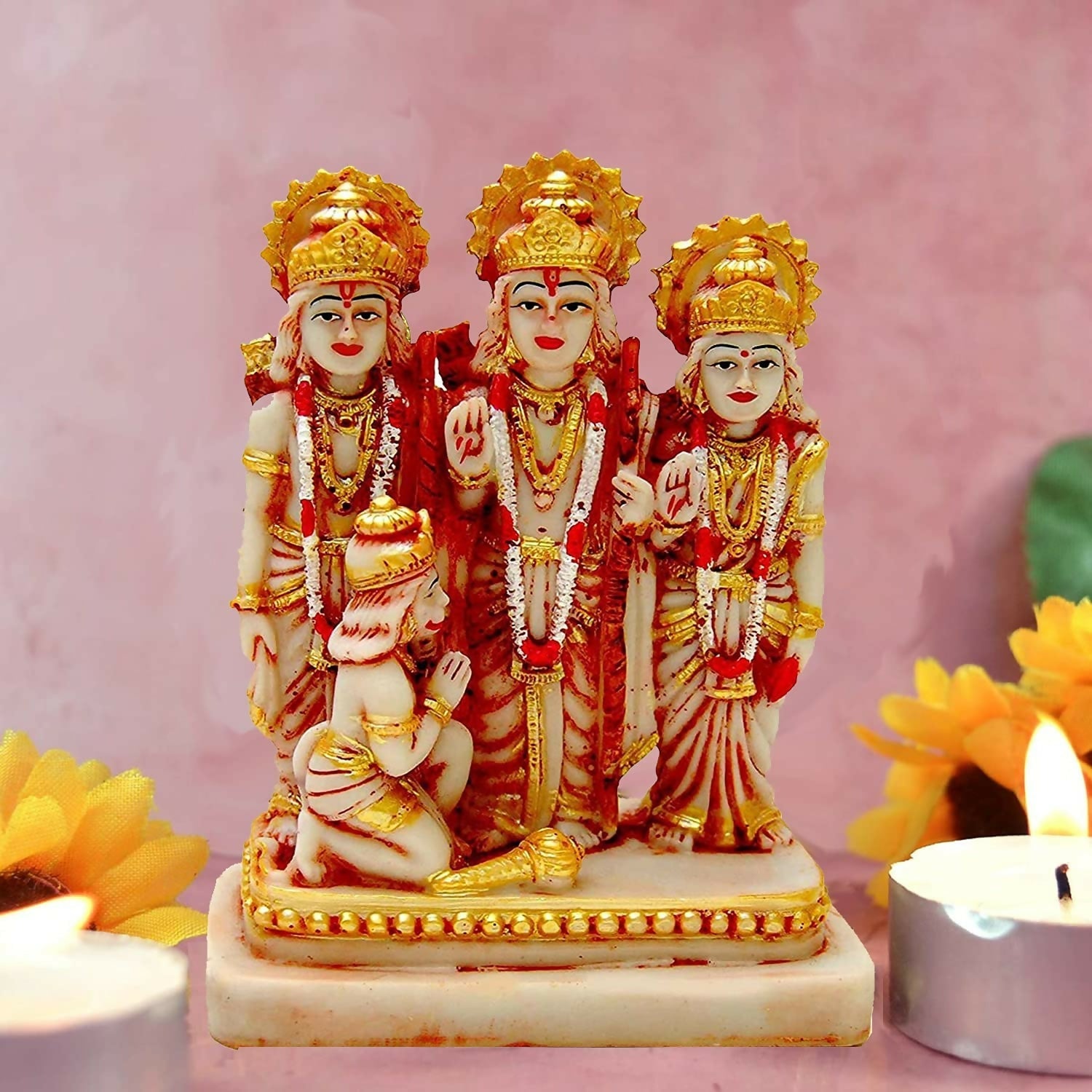 Kitlyn Ram Darbar Statue, Lord Ram, Laxman, Sita And Hanuman Ji Murti Set