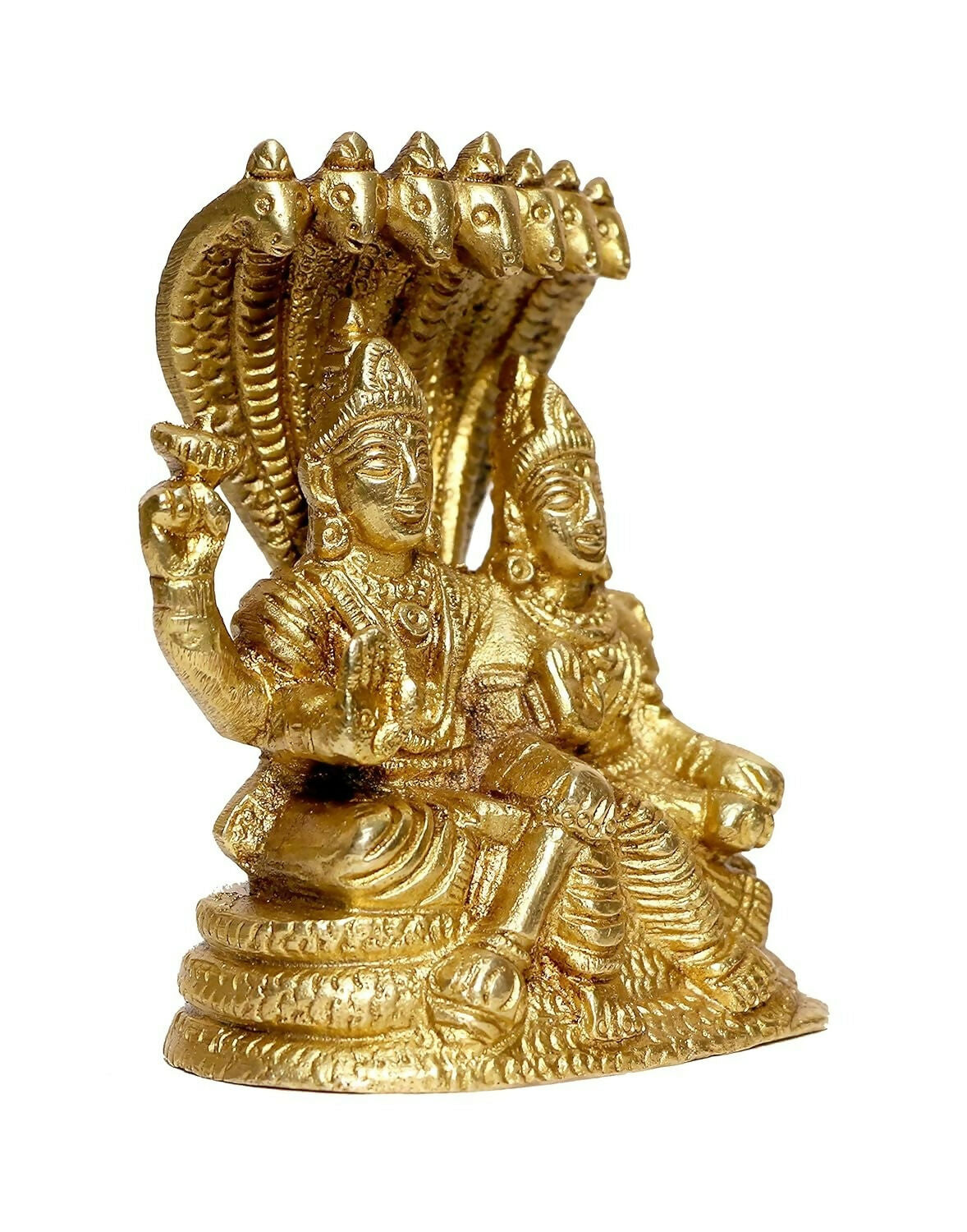 P.J.Handicrafts Brass Metal Statue Of Vishnu Ji With Laxmi