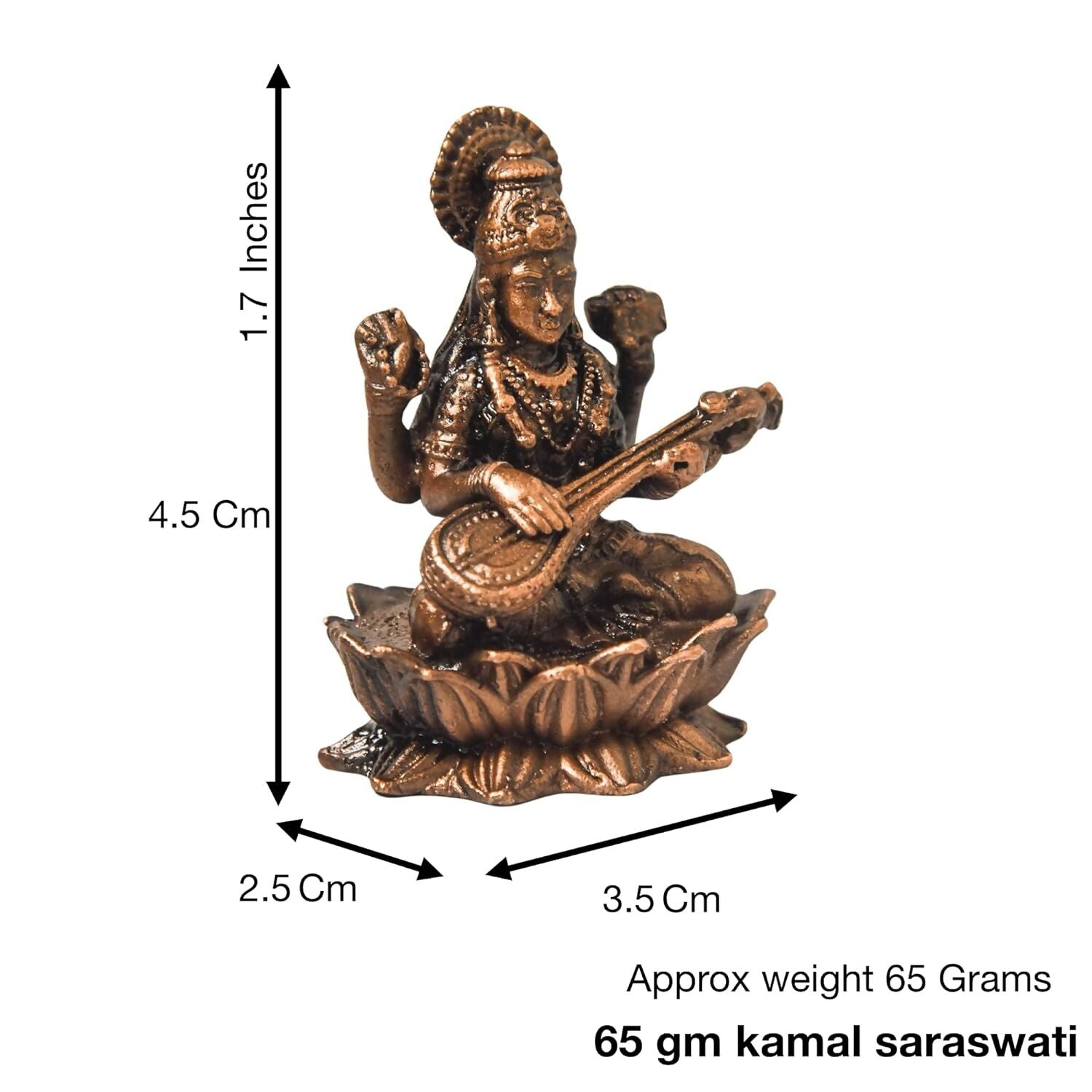 Copper Idols India Saraswati Idol