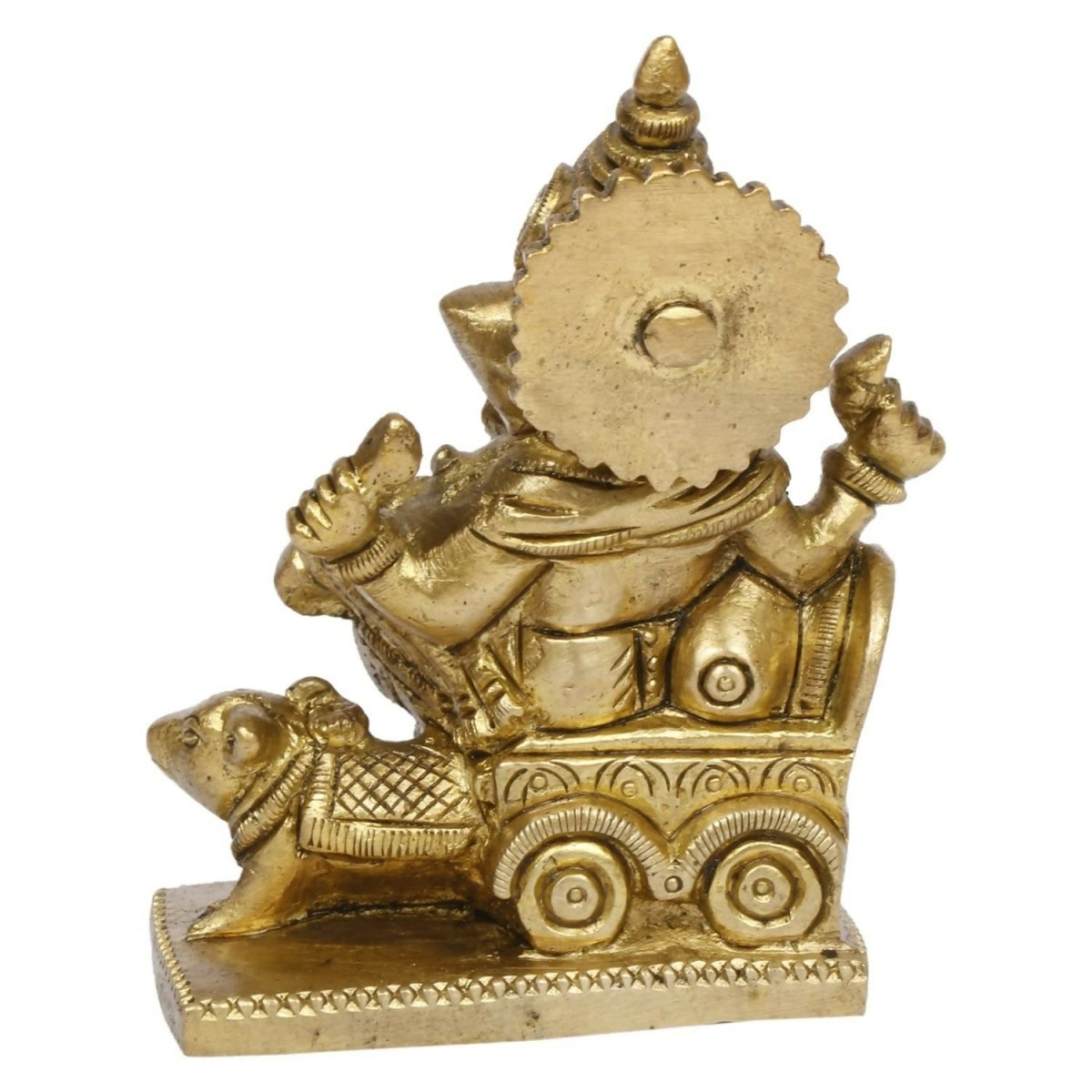 Artvarko Brass Ganesha Riding On Chariot Pulled By Rat Ganesh Ganpati Statue Idol