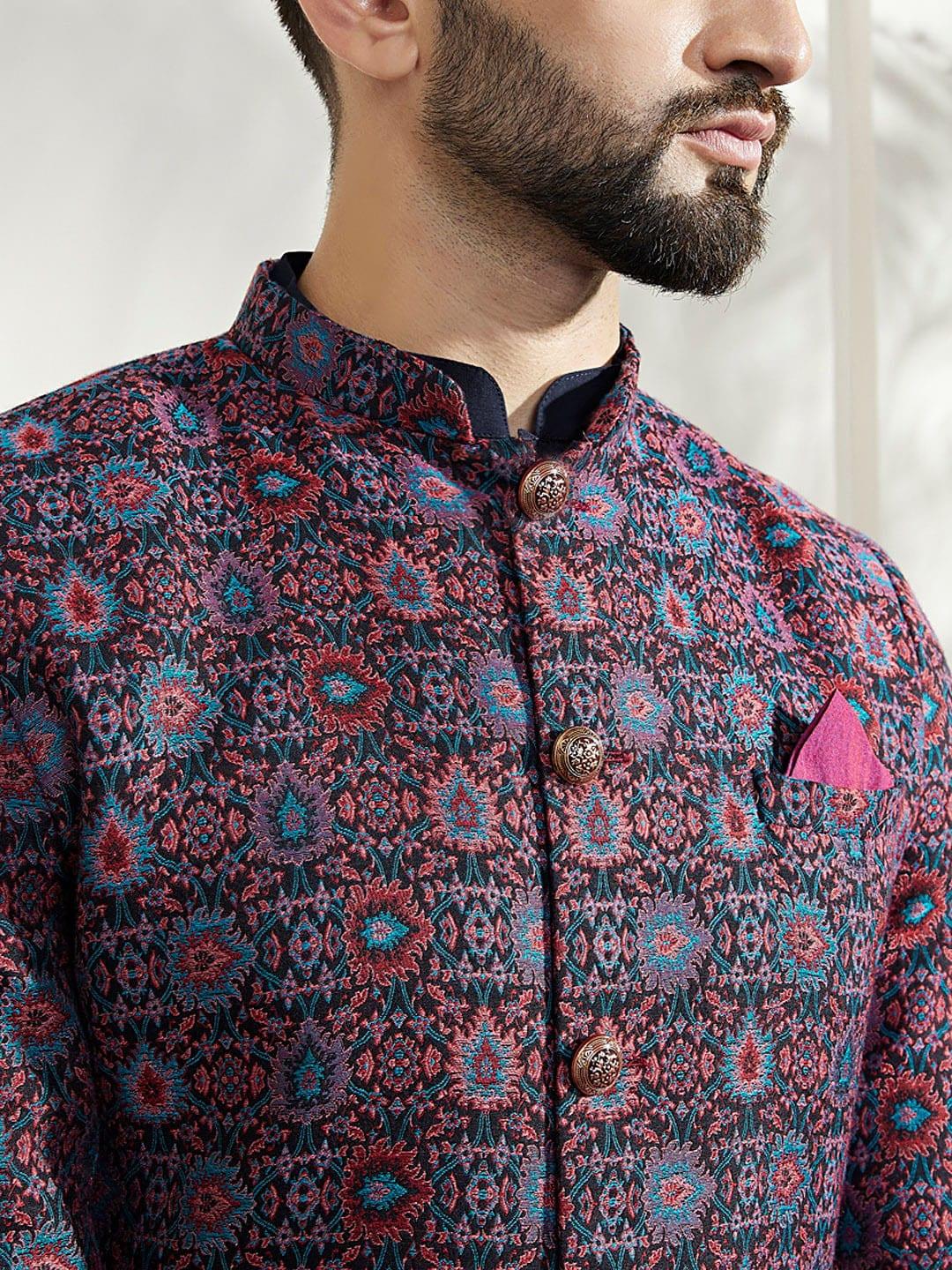 KISAH Ethnic Motifs Printed Sherwani Set