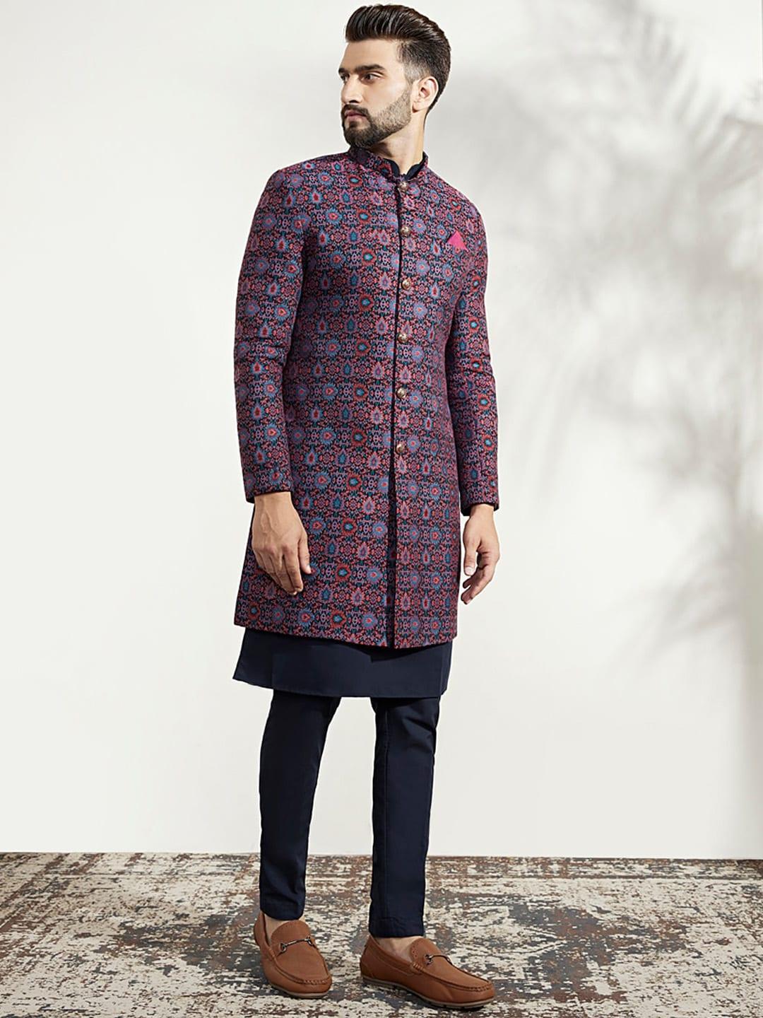 KISAH Ethnic Motifs Printed Sherwani Set