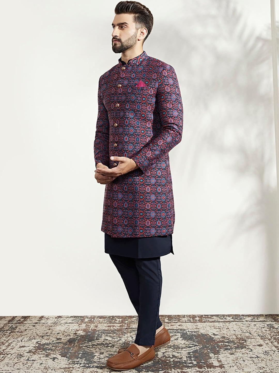 KISAH Ethnic Motifs Printed Sherwani Set