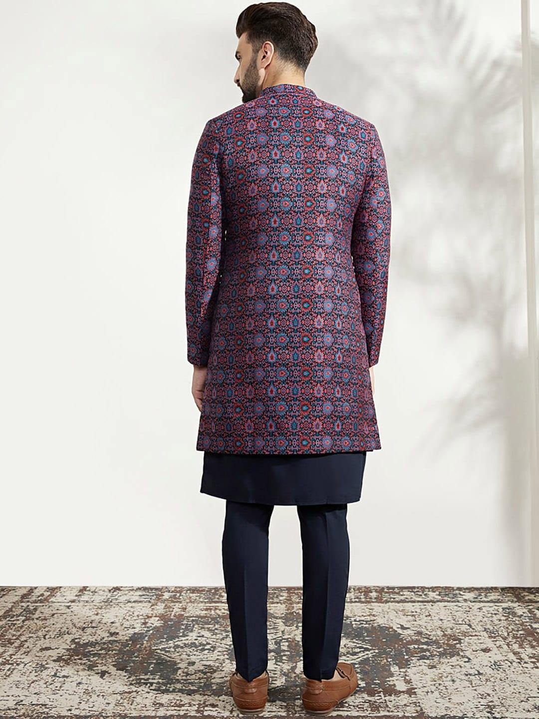 KISAH Ethnic Motifs Printed Sherwani Set