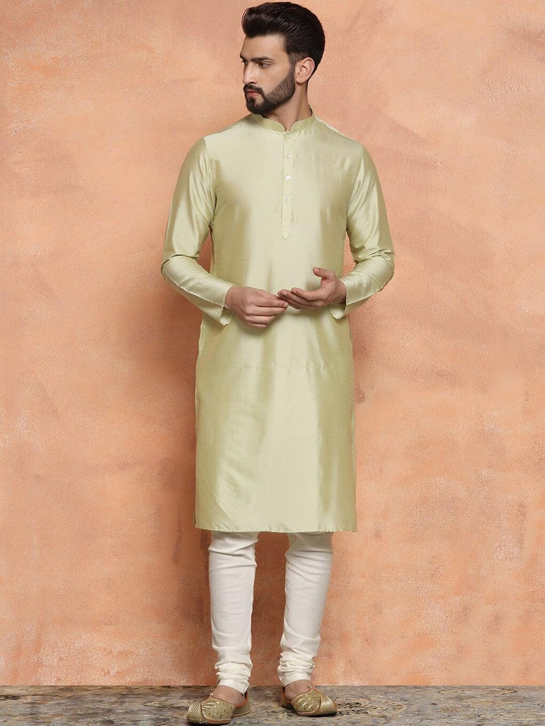 KISAH Ethnic Motifs Woven Design Mandarin Collar Sherwani Set