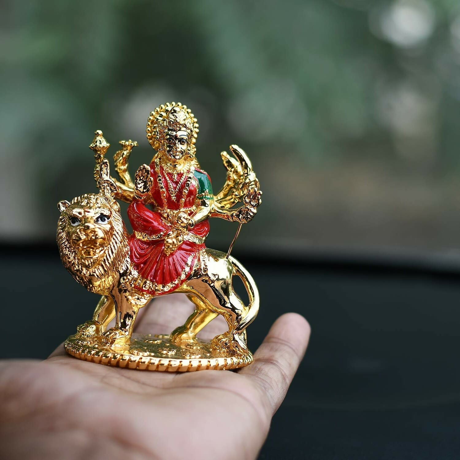 Collectible India Gold Plated Goddess Maa Durga Sherawali Mata Idol