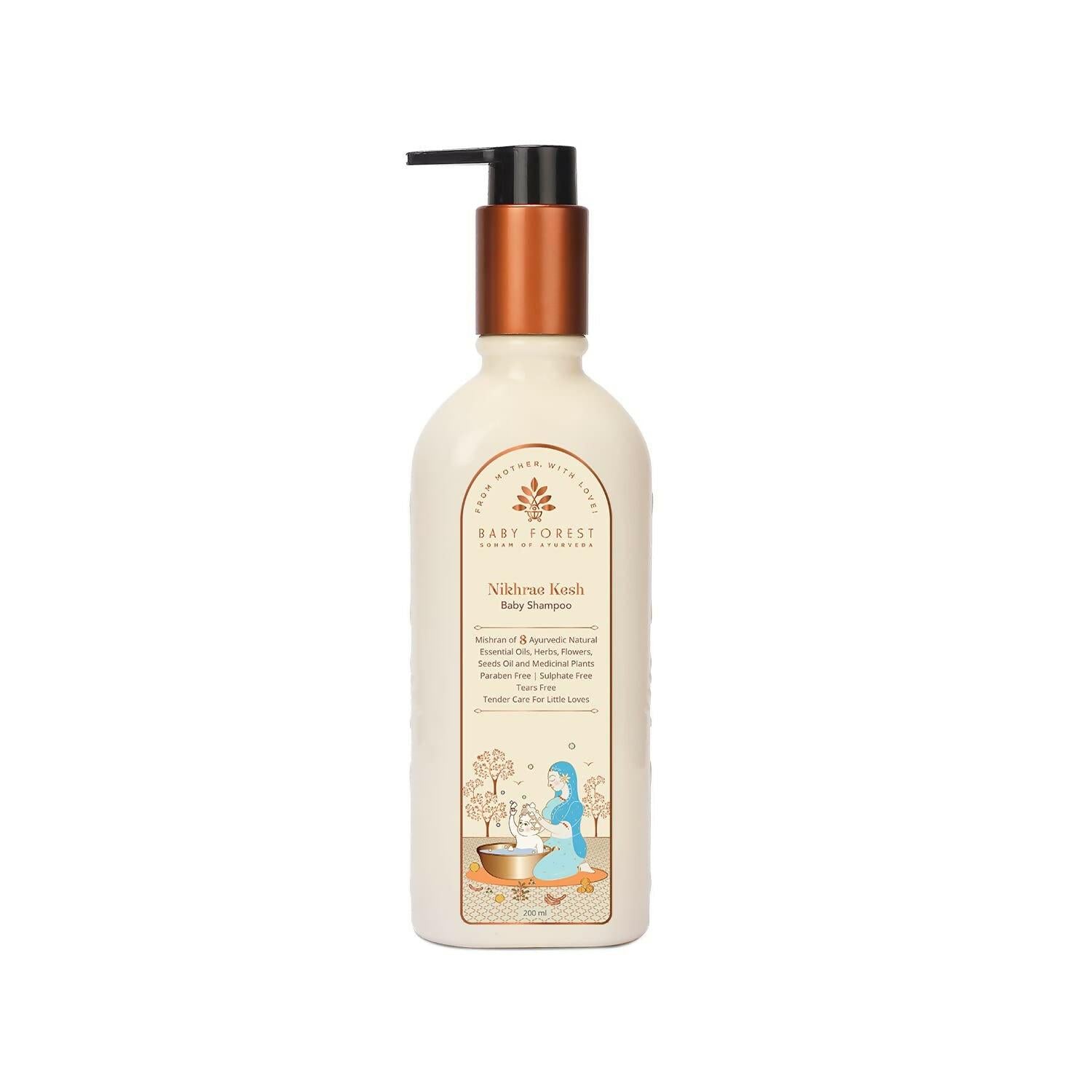 Baby Forest Nikhrae Kesh Baby Shampoo Contains 8 Ayurvedic Natural Essential Oils, Herbs, Flowers, Seeds oil