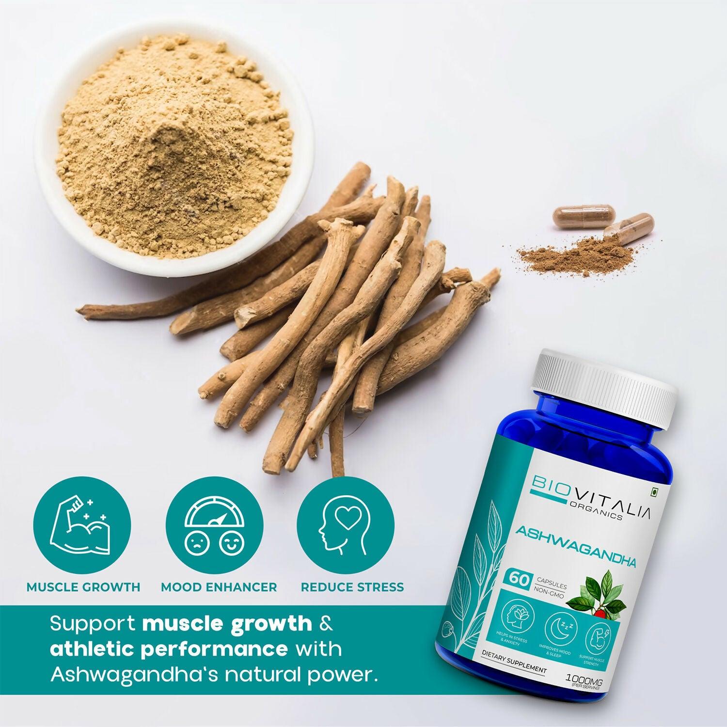 Biovitalia Organics Ashwagandha For Stress & Anxiety Relief Capsules