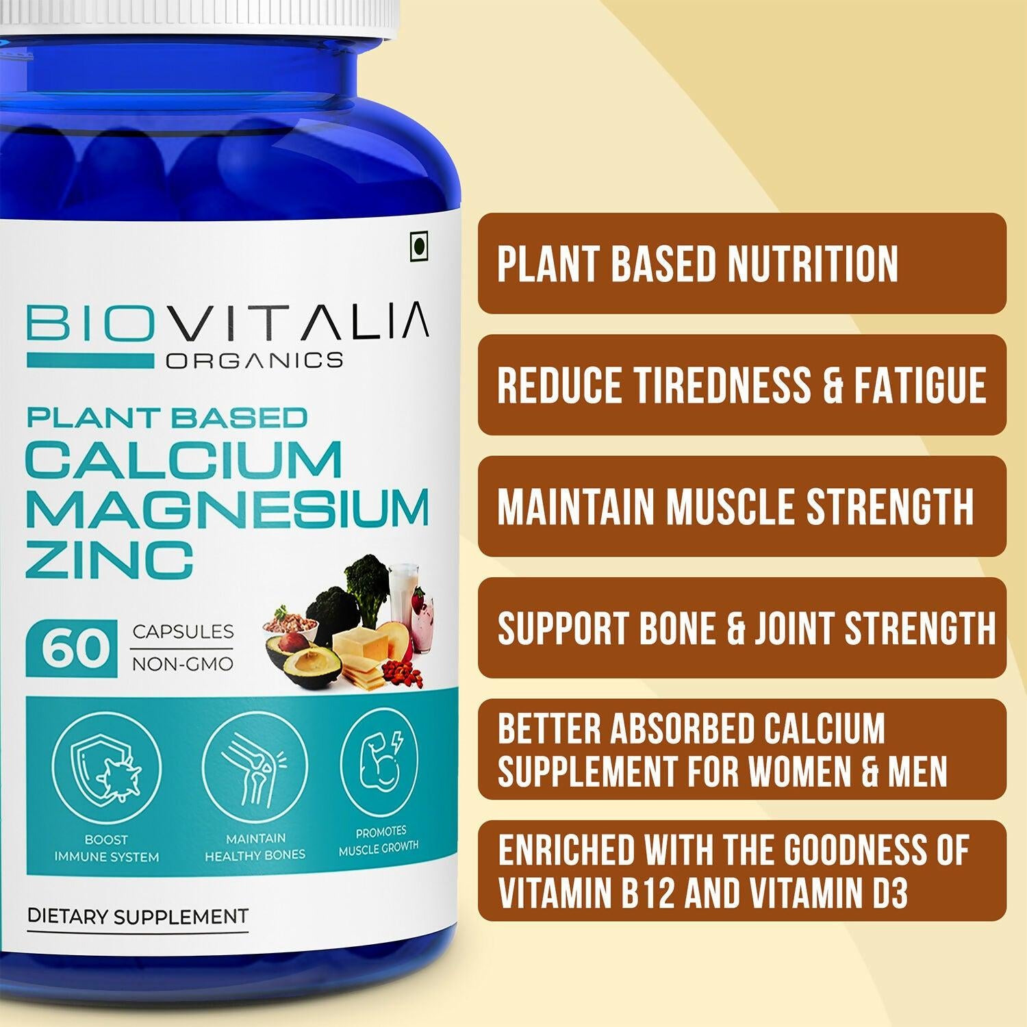 Biovitalia Organics Calcium Magnesium Zinc Capsules