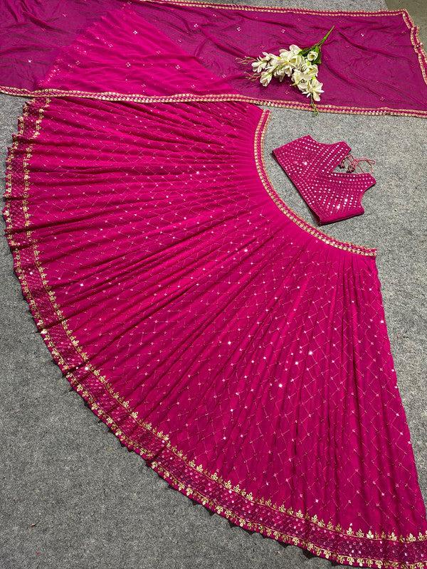 Malishka Georgette With Sequence Lehenga Choli Set - Pink