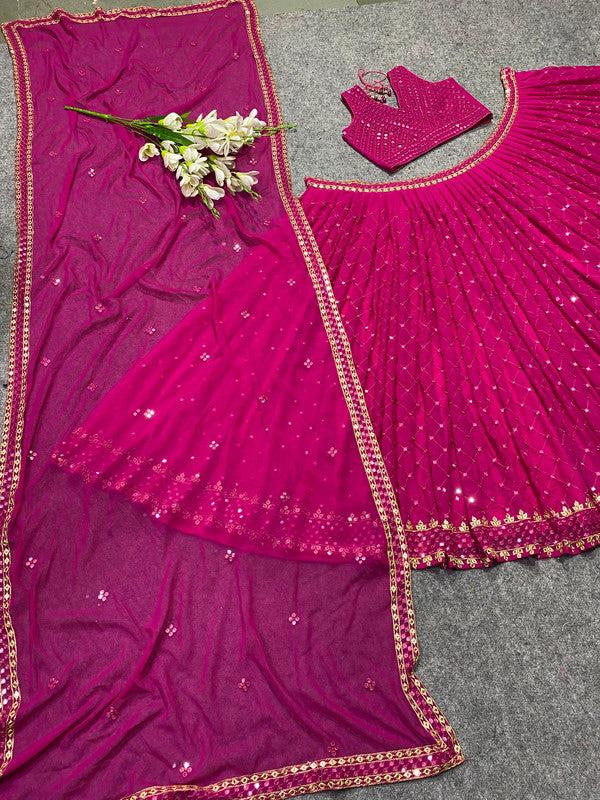 Malishka Georgette With Sequence Lehenga Choli Set - Pink