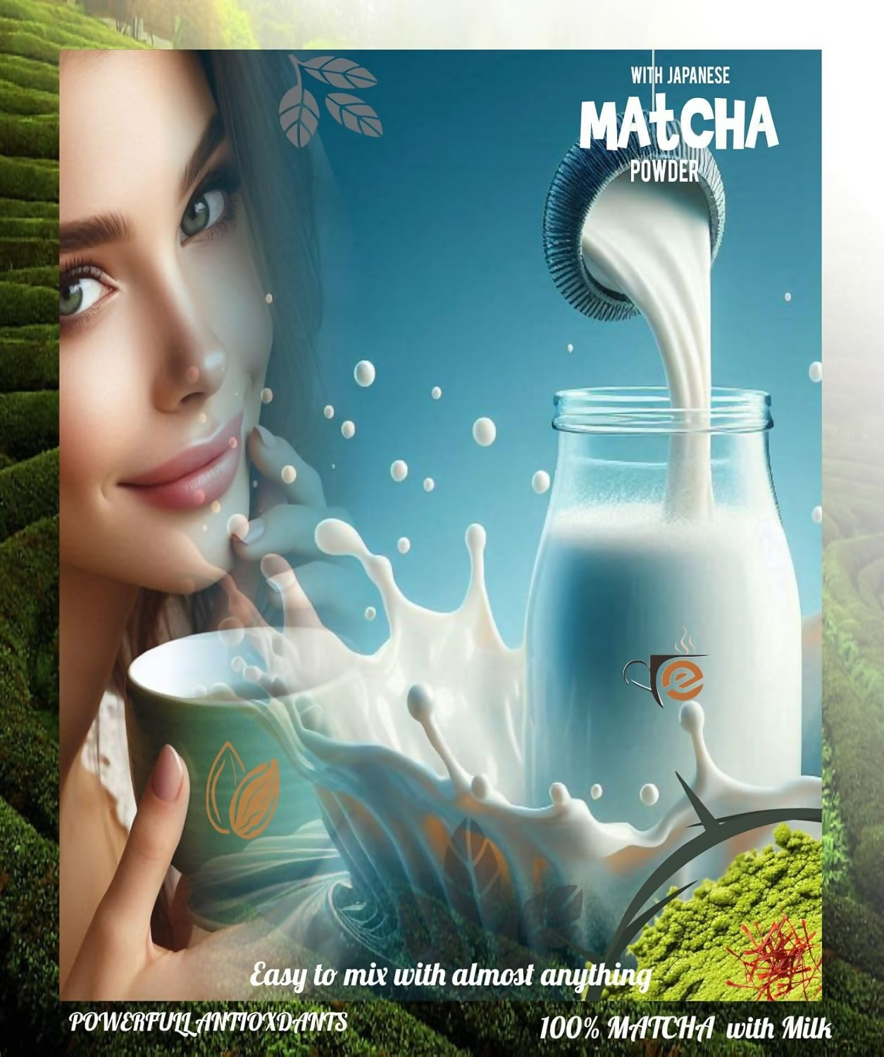 Eteasy Matcha Badam Honey Mix Milk Drink Kashmiri Kesar Saffron Mix Powder