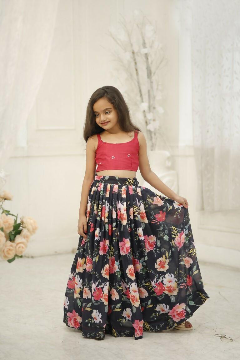 Aayaa Designer Embroidery Thread With Sequance Work Kids Lehenga Choli - Multi Color