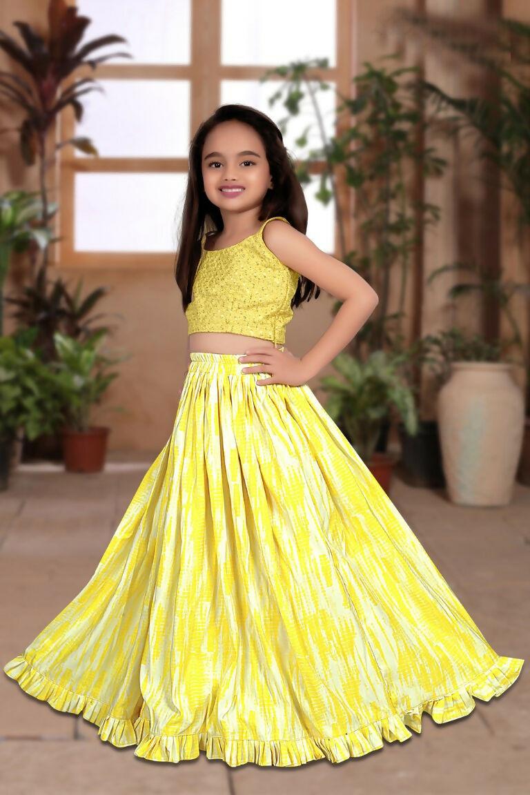 Aayaa Designer Heavy Sequance Work Kids Lehenga Choli - Yellow