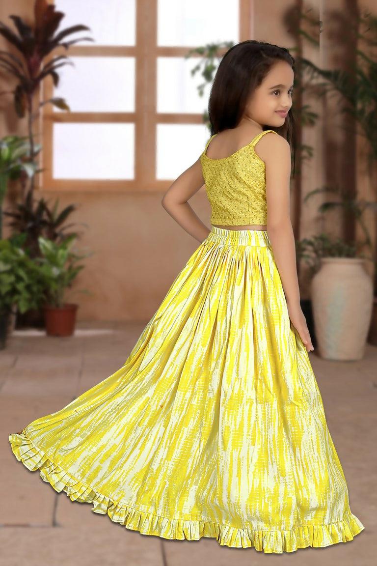 Aayaa Designer Heavy Sequance Work Kids Lehenga Choli - Yellow