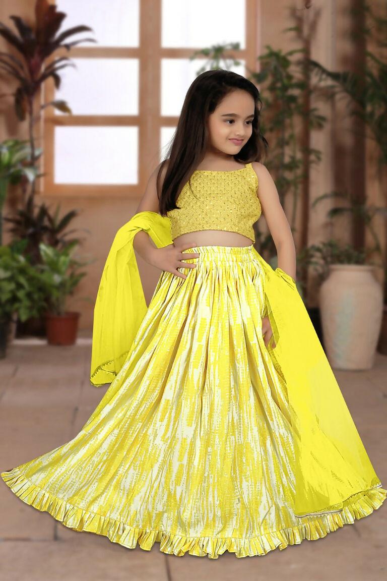 Aayaa Designer Heavy Sequance Work Kids Lehenga Choli - Yellow