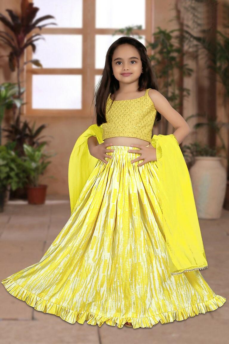 Aayaa Designer Heavy Sequance Work Kids Lehenga Choli - Yellow