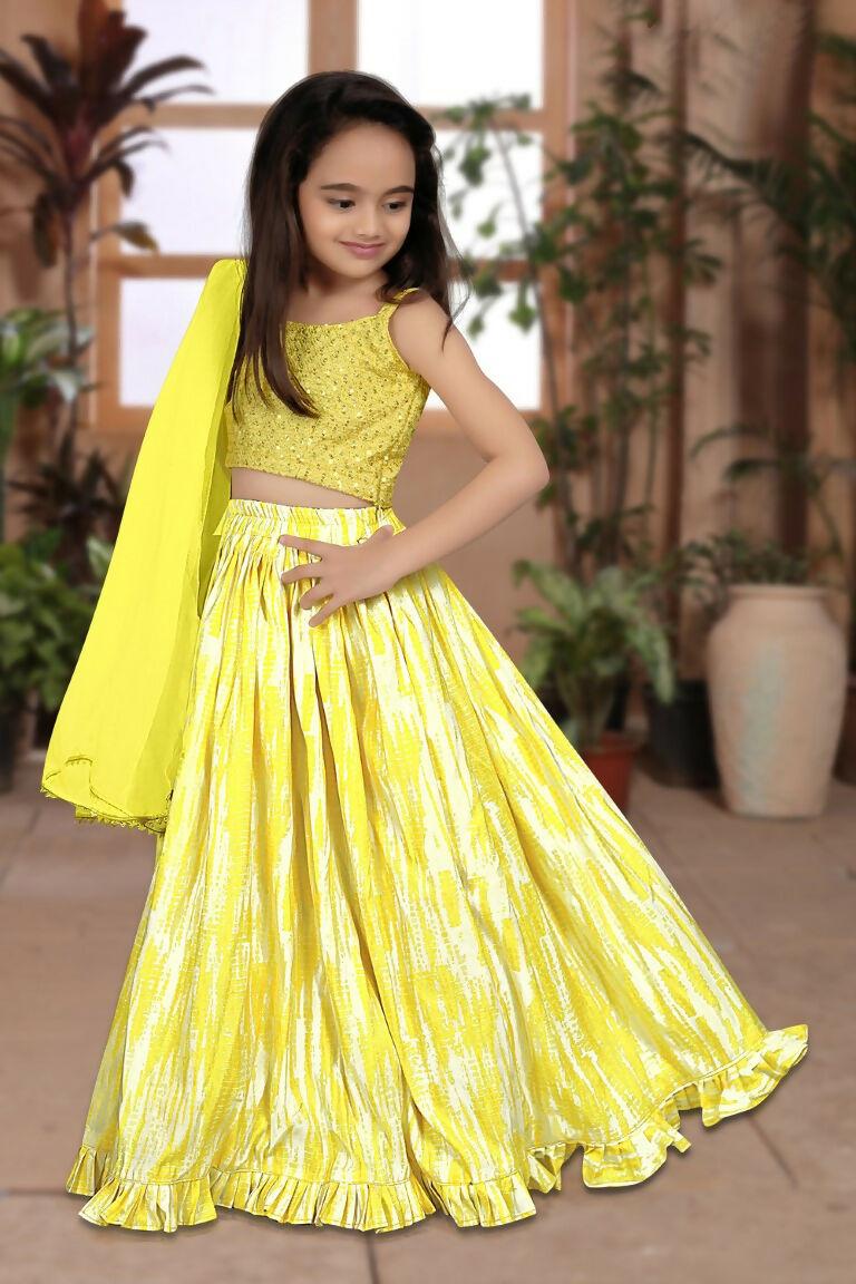 Aayaa Designer Heavy Sequance Work Kids Lehenga Choli - Yellow