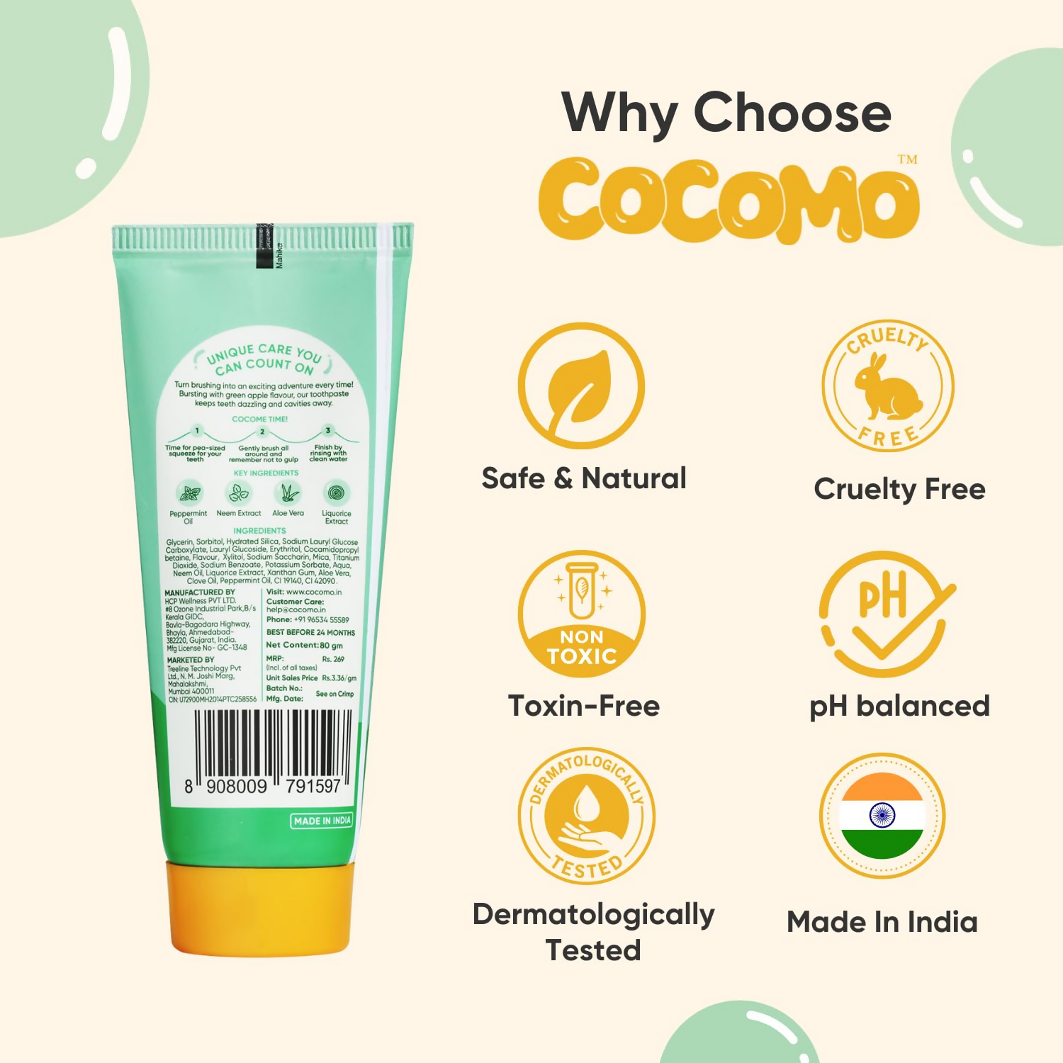 Cocomo Dazzle With Green Apple Toothpaste For Kids