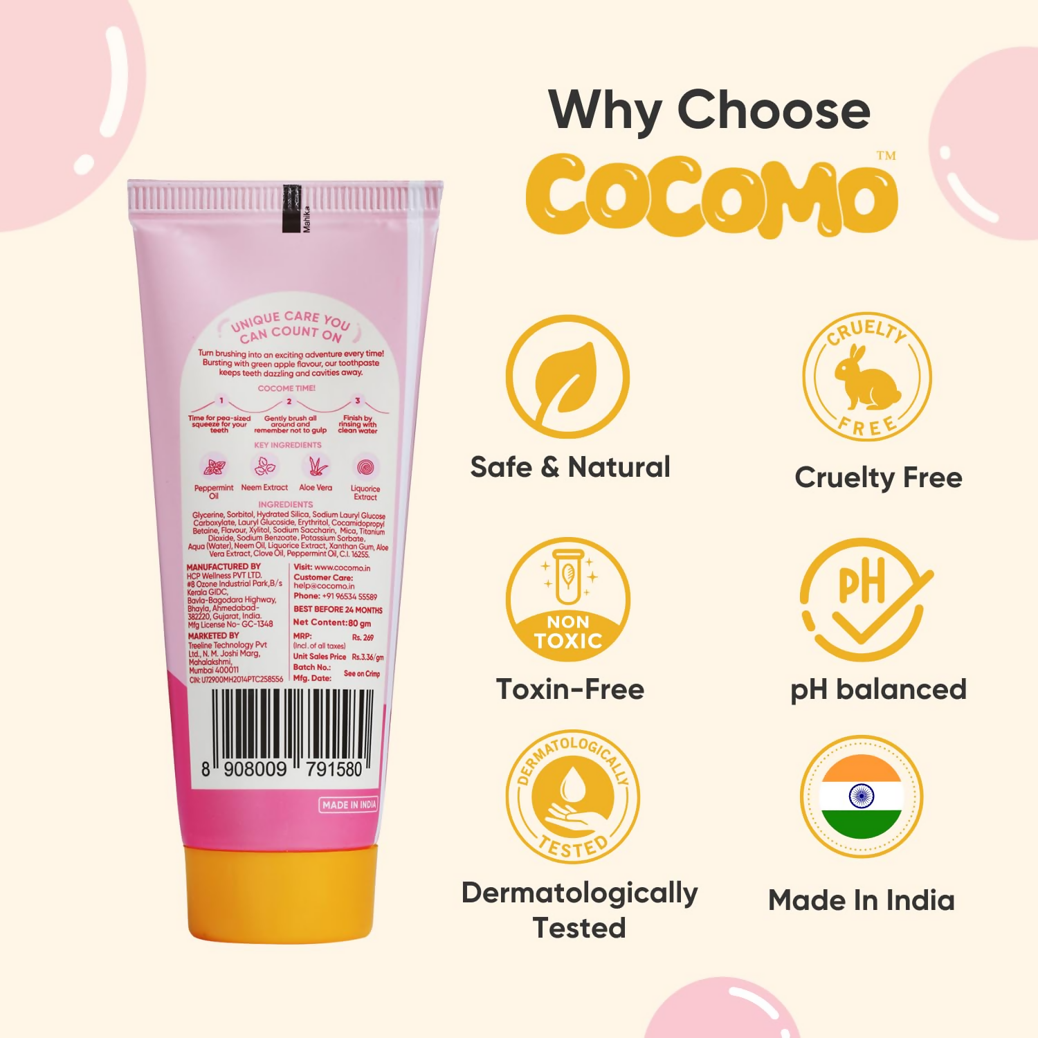 Cocomo Beam With Bubblegum Toothpaste For Kids