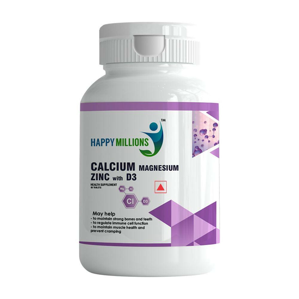 HappyMillions Calcium, Magnesium, Zinc with Vitamin D3 Tablets