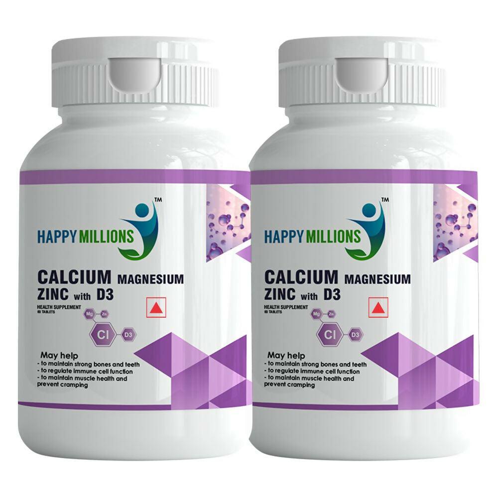 HappyMillions Calcium, Magnesium, Zinc with Vitamin D3 Tablets