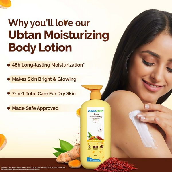 Mamaearth Ubtan Moisturizing Body Lotion with Turmeric & Saffron For Glowing Skin