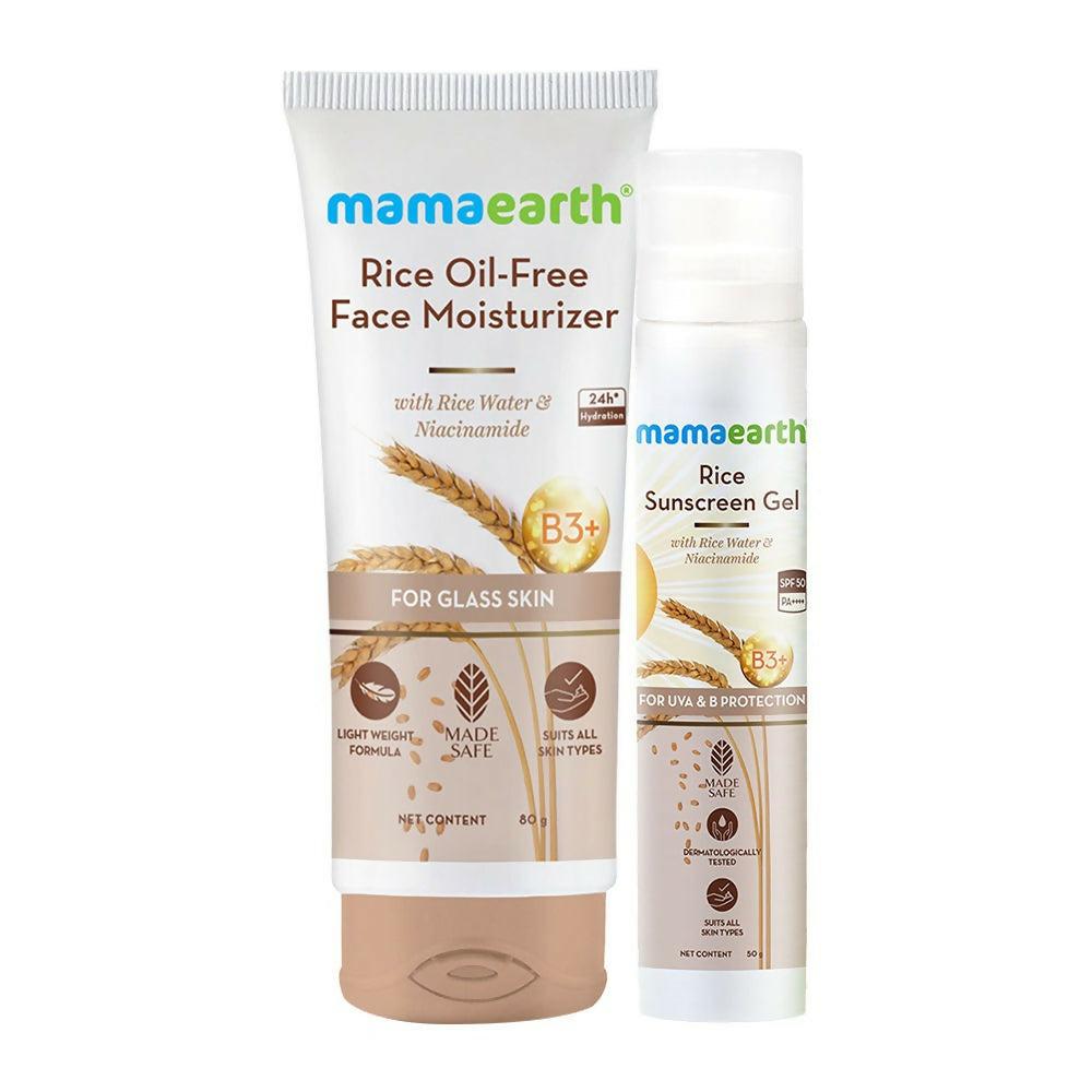 Mamaearth Rice Sunscreen & Oil-Free Moisturizer Combo For Glass Skin