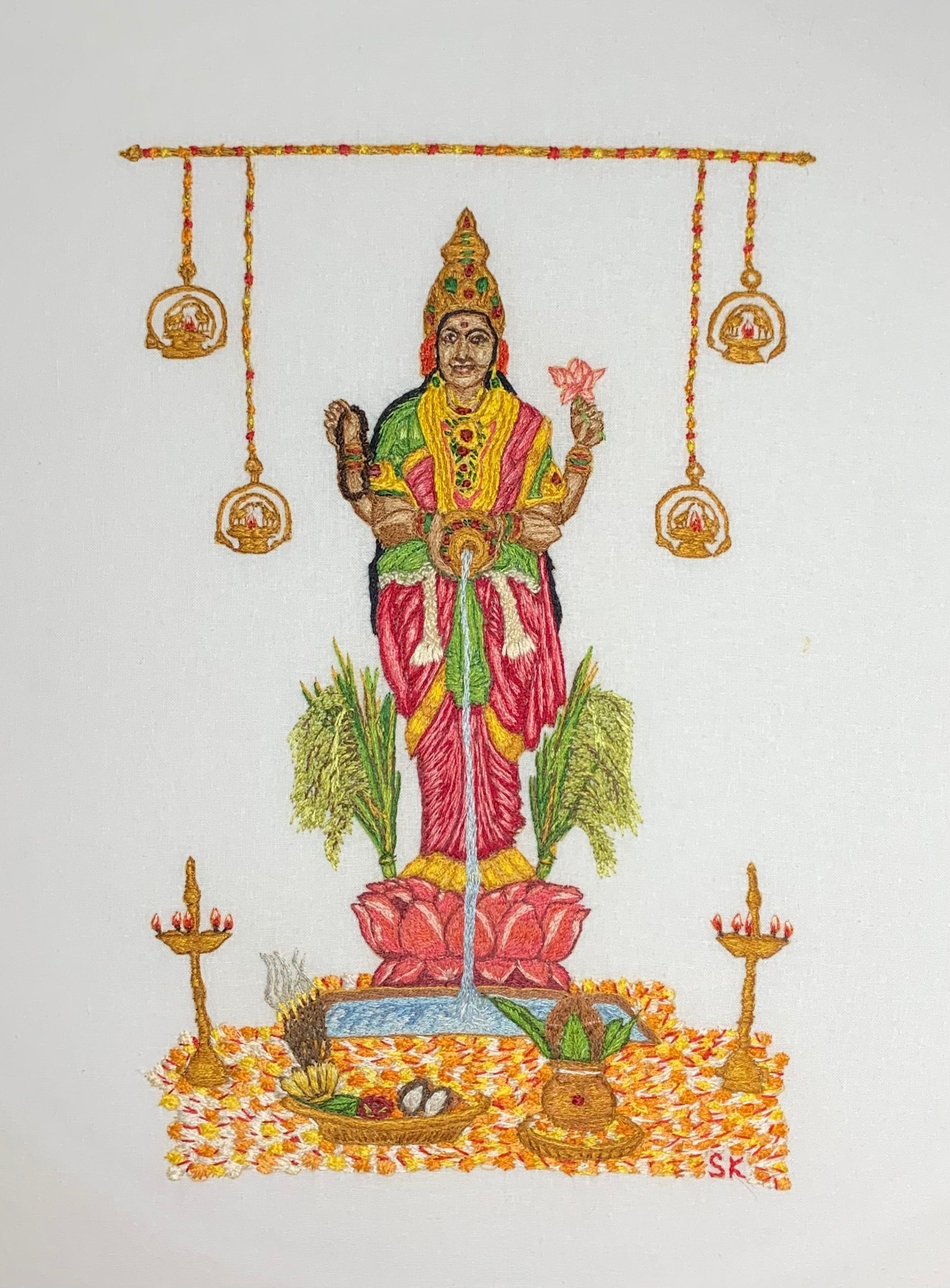 Devi Kaveri ,hand embroidered art work ( size : 12inches by 16inches )