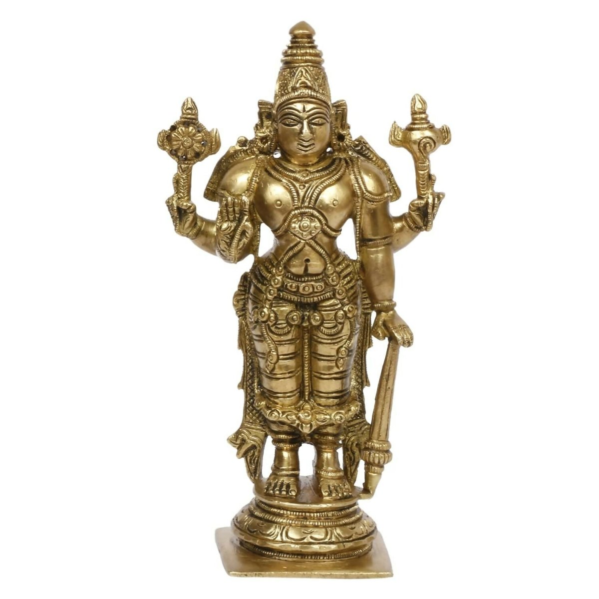 Artvarko Brass Lord Bhagwan Vishnu Narayana With Shankh Chakra Idol