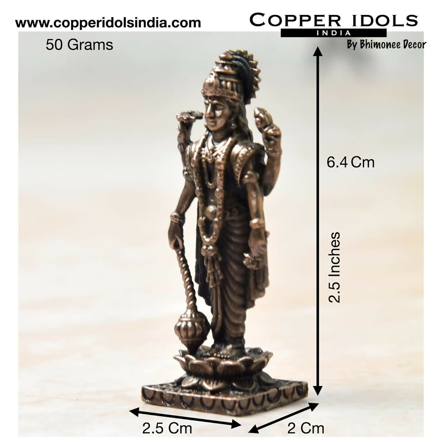 Copper Idols India - By Bhimonee Decor , Copper Vishnu Idol