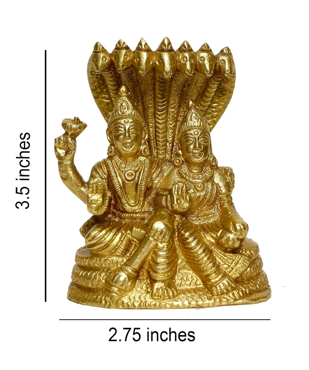 P.J.Handicrafts Brass Metal Statue Of Vishnu Ji With Laxmi