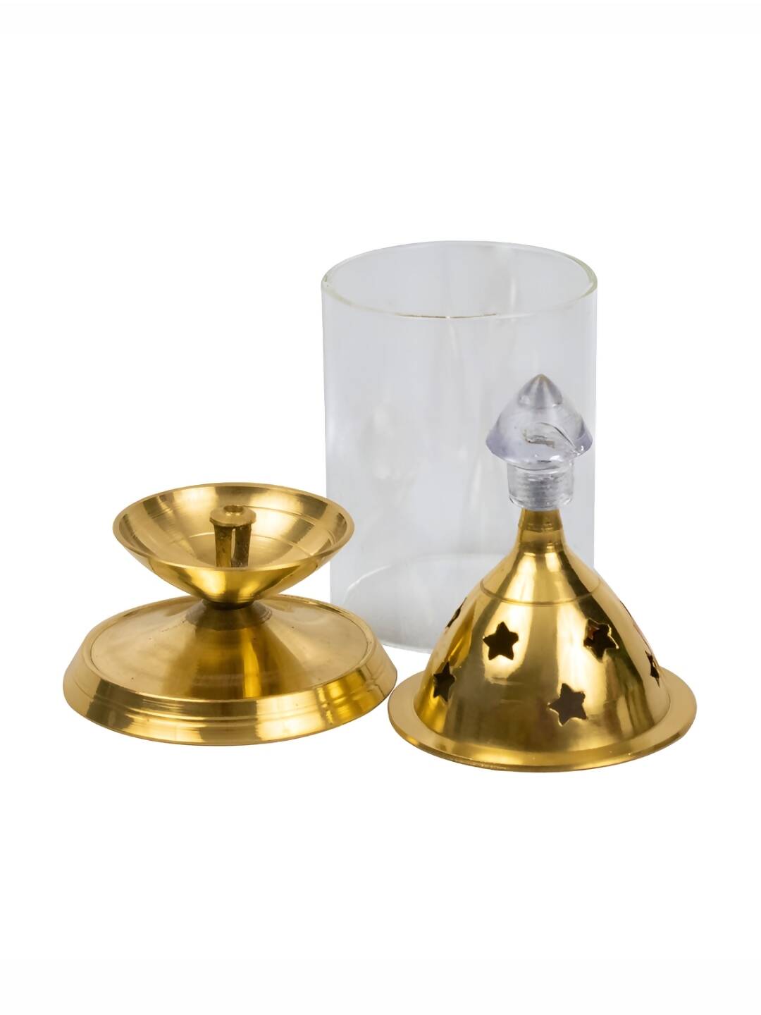 Spillbox Gold-Toned Brass Glass Udupi Diya Pooja Essential